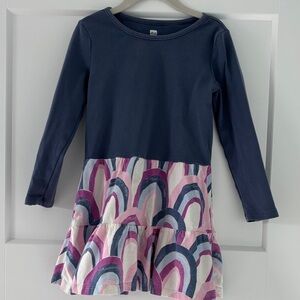 Tea Collection Navy and Pink Patterned Dress